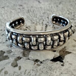 Sterling Silver Woven Heavy Cuff  Bracelet 51grams